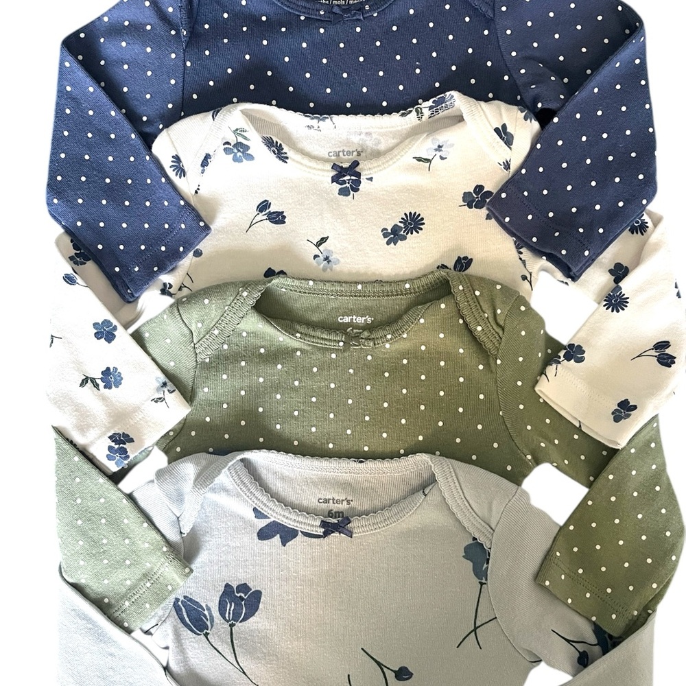 Carter's Long Sleeve Tees Blue and Green - Size 6 Months